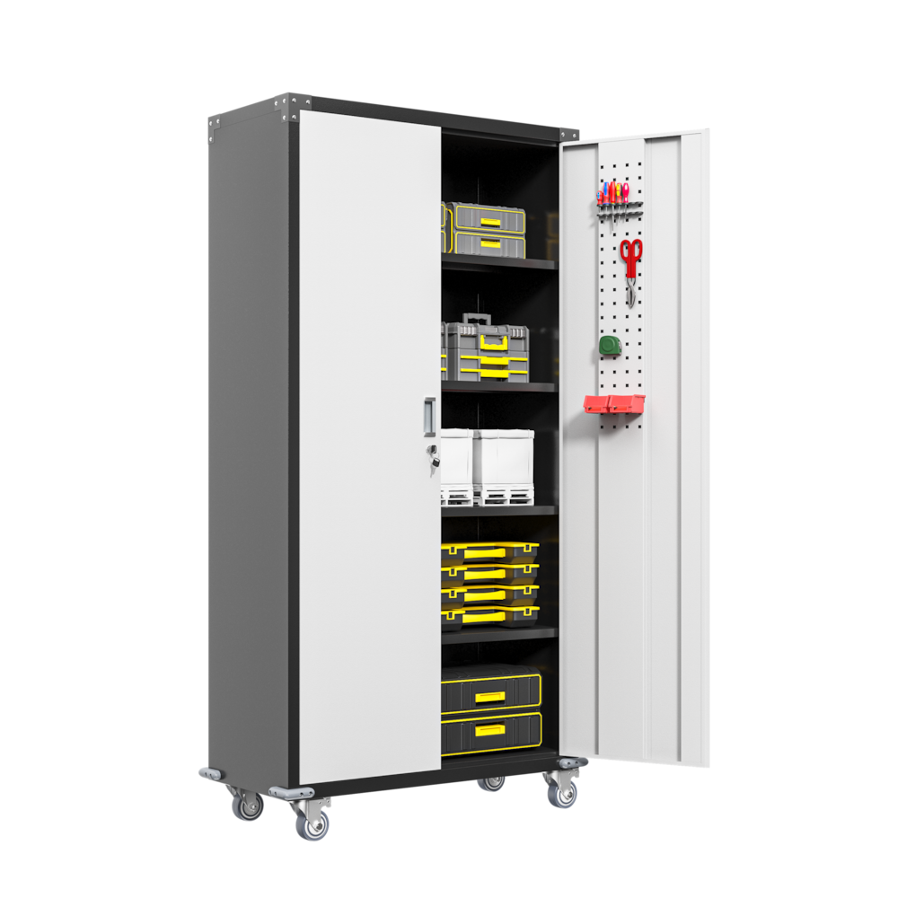 Garage Storage Cabinets with Locking Doors and 4 Adjustable Shelves_4Dock